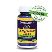 Complex Forte (Ca+Mg+Se+Si+Zn) cu Vitamina D3 2000UI Herbagetica 30cps