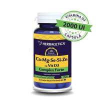 Complex Forte (Ca+Mg+Se+Si+Zn) cu Vitamina D3 2000UI Herbagetica 60cps